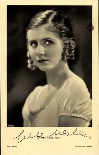 Ak Schauspielerin Grete Mosheim, Portrait, Metropolis, Autogramm