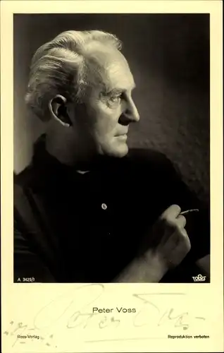 Ak Schauspieler Peter Voss, Ross A 3425 1, Portrait, Zigarette, Autogramm