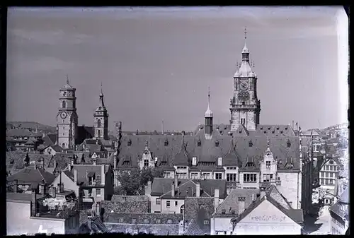 19 Glas Negative Stuttgart mit Original Kartons, verschiedene Stadtansichten