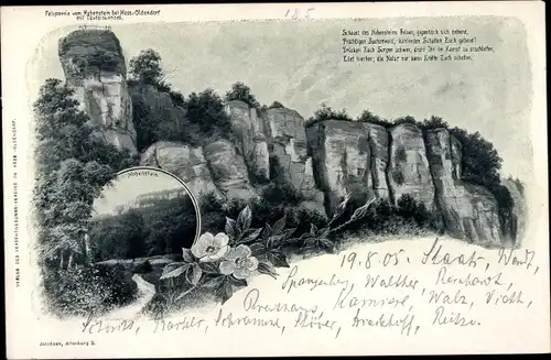 Ak Hessisch Oldendorf an der Weser, Felspartie vom Weberstein, Teufelskanzel