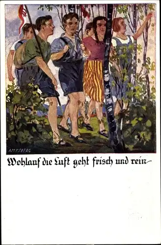 Künstler Ak Amtsberg, Otto, DT, Deutsche Turnerschaft, Wohlauf die Luft geht frisch und rein