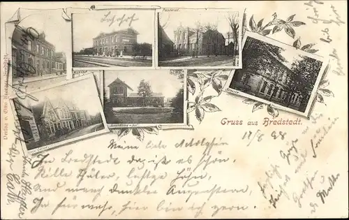 Ak Bredstedt in Nordfriesland, Bahnhof, Pastorat, Schule