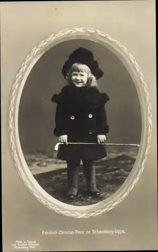 Passepartout Ak Friedrich Christian Prinz zu Schaumburg-Lippe, Portrait