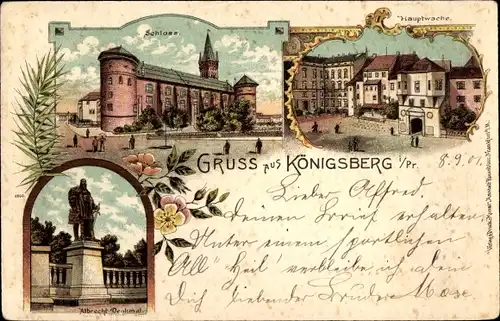 Litho Kaliningrad Königsberg Ostpreußen, Hauptwache, Schloss, Albrecht Denkmal