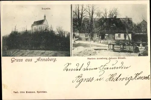Ak Chałupki Annaberg Krzyżanowice Kreuzenort Schlesien, Station Johann Hänelt, Kapelle
