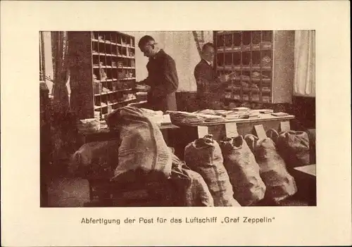 Ak Abfertigung der Post für das Luftschiff Grafg Zeppelin, LZ 127, Mophila Hamburg