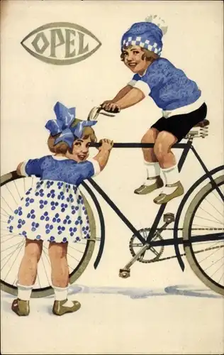 Ak Opel Fahrrad, Reklame, Kinder