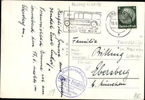 Ak Bremen, Freihafen I., Frachtschiffe