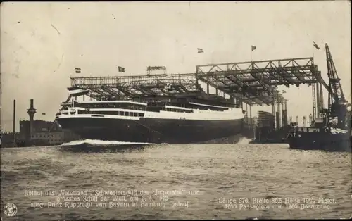 Ak Dampfschiff Vaterland, Stapellauf am 03.04.1913, Getauft durch Prinz Rupprecht von Bayern, HAPAG