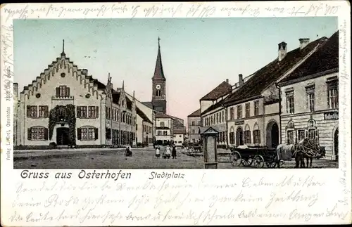 Golden Windows Leuchtfenster Ak Osterhofen in Niederbayern, Stadtplatz