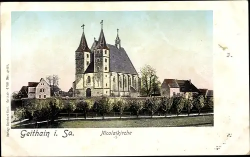 Golden Windows Leuchtfenster Ak Geithain in Sachsen, Nikolaikirche