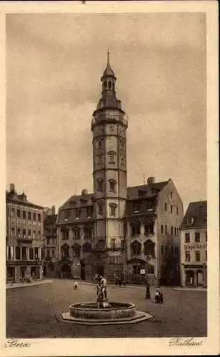 Ak Gera in Thüringen, Rathaus, Markt, Brunnen