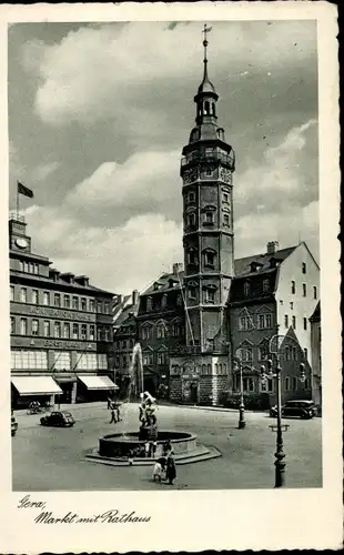 Ak Gera in Thüringen, Markt mit Rathaus