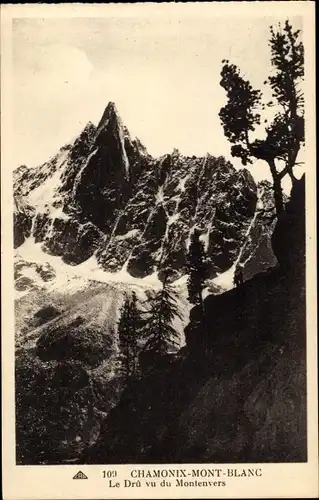 Ak Chamonix Mont Blanc Haute Savoie, Le Dru vu du Montenvers