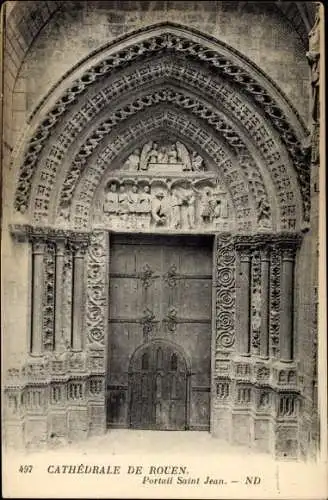 Ak Rouen Seine Maritime, Kathedrale, Portal St. Jean