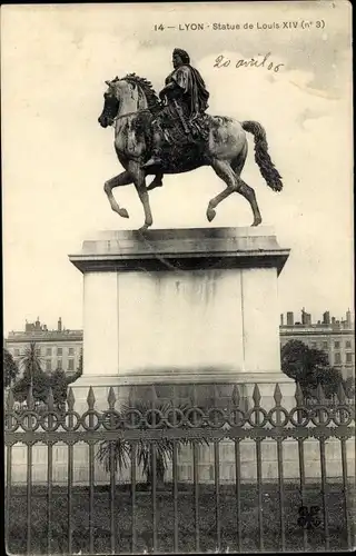 Ak Lyon Rhône, Statue Louis XIV
