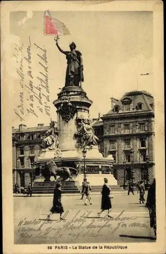 Ak Paris X, Statue de la Republique