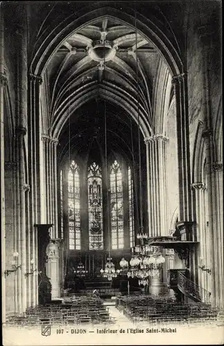 Ak Dijon Côte d'Or, Kirche St. Michel, Innenansicht