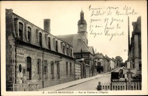 Ak Sainte Menehould Marne, Rue de Florion, Krankenhaus