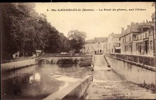 Ak Sainte Menehould Marne, Steinbrücke über die Aisne