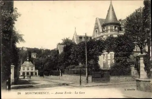 Ak Montmorency Val d’Oise, Avenue Emsle, Bahnhof