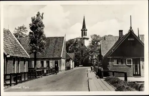 Ak Winkel Nordholland, Kerk, Straat