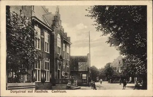 Ak Castricum Nordholland Niederlande, Dorpstraat mit Raadhuis