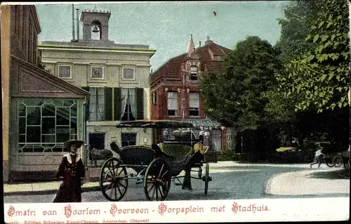 Ak Haarlem Nordholland Niederlande, Dorfplatz mit Rathaus