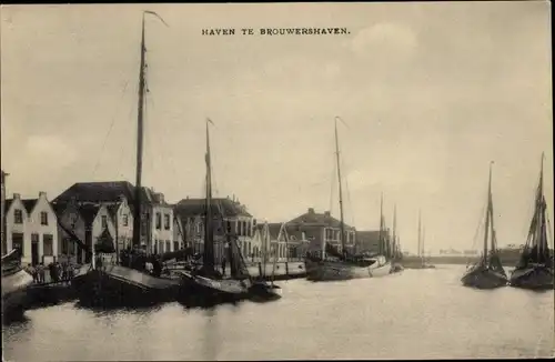 Ak Brouwershaven Zeeland, Hafen