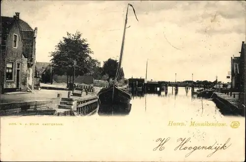 Ak Monnikendam Waterland Nordholland Niederlande, Hafen