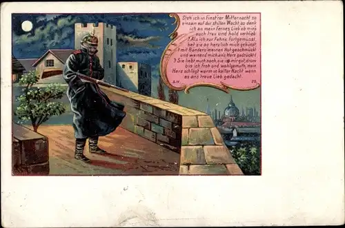 Litho Steh ich in finstrer Mitternacht, Soldat, Wachposten