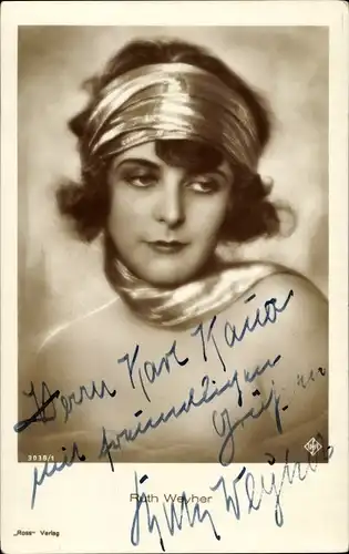 Ak Schauspielerin Ruth Weyher, Portrait