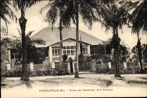 Ak Kinshasa Léopoldville RD Kongo Zaire, Haus des Gouverneurs der Provinz