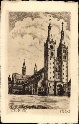 Künstler Ak Würzburg am Main Unterfranken, Dom