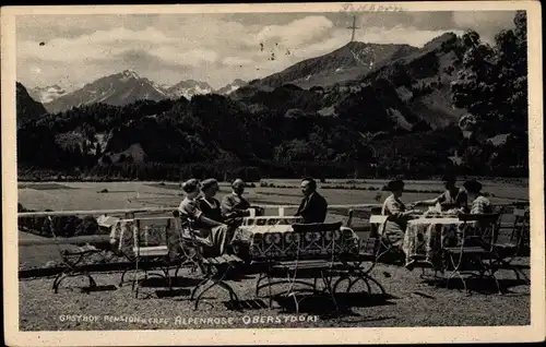 Ak Oberstdorf im Oberallgäu, Gasthof Alpenrose, Terrasse