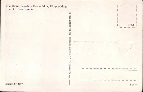 Ak Berlin Spandau Hakenfelde, Havel, Bürgerablage, Konradshöhe, Bootsstieg