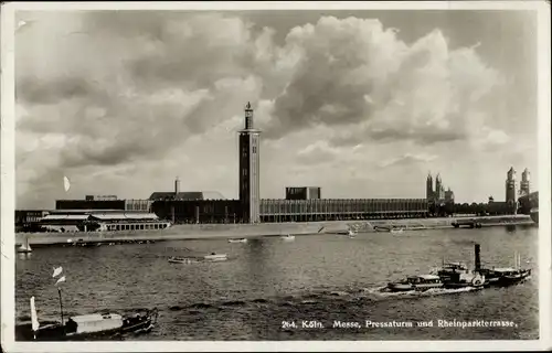 Ak Köln am Rhein, Messe, Pressaturm, Rheinparkterrasse