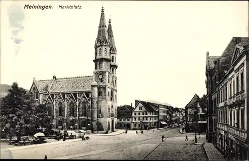 Ak Meiningen in Südthüringen, Marktplatz, Stadtkirche