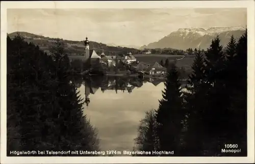 Ak Höglwörth Anger im Rupertiwinkel Oberbayern, Untersberg, Panorama, Kirche