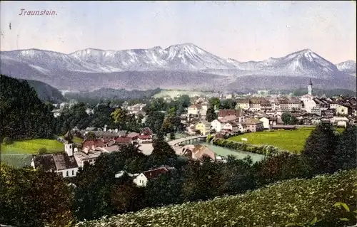 Ak Traunstein in Oberbayern, Berge, Panorama