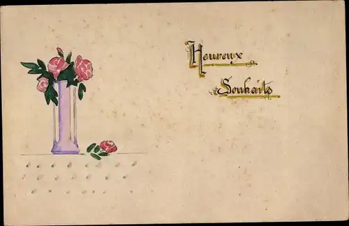 Handgemalt Ak Rosen in der Blumenvase