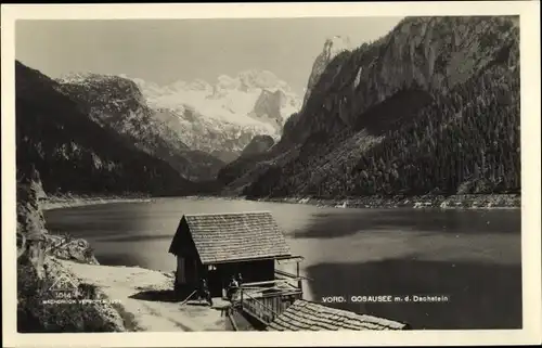 Ak Obertraun Oberösterreich, vorderer Gosausee mit dem Dachstein