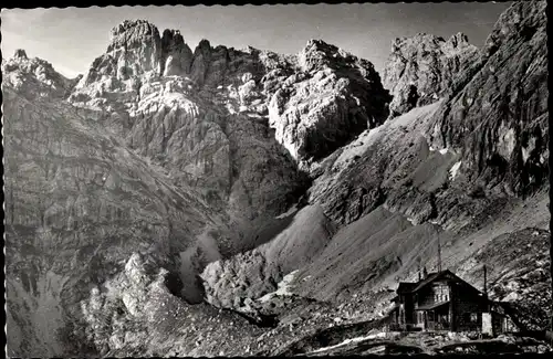 Ak Tristach Tirol, Karlsbaderhütte am Laserzsee