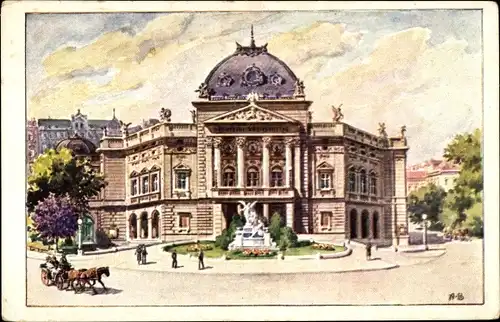 Künstler Ak Wien 1 Innere Stadt, Deutsches Volkstheater