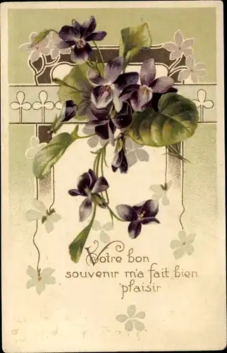 Präge Ak Veilchen, Blumen, Kitsch
