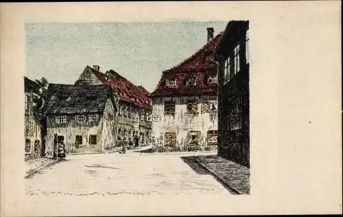 Künstler Ak Lark, B., Eger Reg. Karlsbad, Vohbruggasse, Häuser