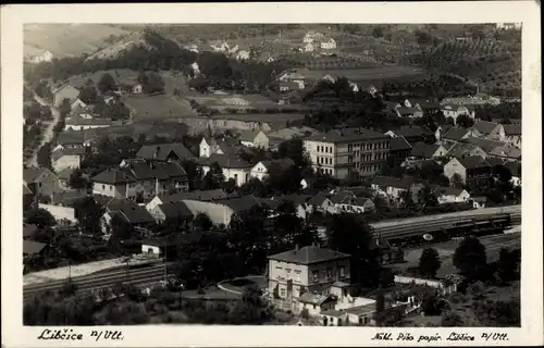 Ak Libčice nad Vltavou Mittelböhmen Tschechien, Teilansicht, Vogelschau
