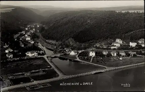 Ak Měchenice und Davle Dawle Mittelböhmen, Ort aus der Vogelschau