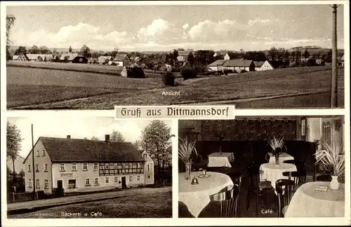 Ak Dittmannsdorf Reinsberg Sachsen, Gesamtansicht, Bäckerei, Café