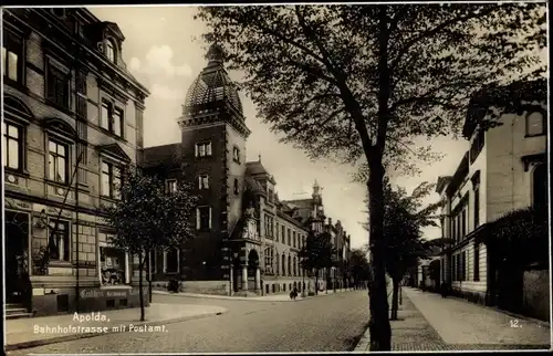 Ak Apolda in Thüringen, Bahnhofstraße, Post